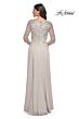 La Femme 29251 Illusion Sleeves Floral Top Dress
