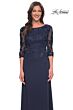 La Femme 29251 Illusion Sleeves Floral Top Dress