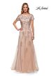 La Femme 29290 Metallic Lace Short Sleeve Dress