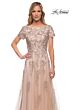 La Femme 29290 Metallic Lace Short Sleeve Dress