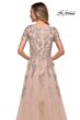 La Femme 29290 Metallic Lace Short Sleeve Dress