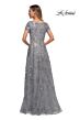 La Femme 29291 V-Neck Metallic Lace Dress