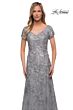 La Femme 29291 V-Neck Metallic Lace Dress