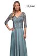 La Femme 29466 Lace Bodice Three Quarter Sleeve Dress