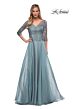 La Femme 29466 Lace Bodice Three Quarter Sleeve Dress