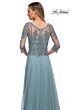 La Femme 29466 Lace Bodice Three Quarter Sleeve Dress
