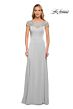 La Femme 29511 Lace Neckline Cap Sleeve Dress
