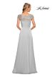 La Femme 29511 Lace Neckline Cap Sleeve Dress