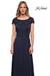 La Femme 29511 Lace Neckline Cap Sleeve Dress