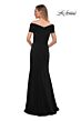 La Femme 29537 Asymmetrical Neckline Brush Train Dress