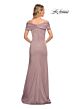 La Femme 29537 Asymmetrical Neckline Brush Train Dress