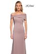 La Femme 29537 Asymmetrical Neckline Brush Train Dress