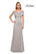 La Femme 29537 Asymmetrical Neckline Brush Train Dress