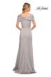 La Femme 29537 Asymmetrical Neckline Brush Train Dress
