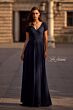 La Femme 29772 Ruched Bodice Lace Sleeves Dress