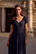 La Femme 29772 Ruched Bodice Lace Sleeves Dress