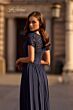 La Femme 29772 Ruched Bodice Lace Sleeves Dress