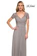 La Femme 29772 Ruched Bodice Lace Sleeves Dress