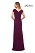 La Femme 29814 Cap Sleeves Ruched Dress