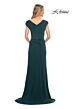 La Femme 29814 Cap Sleeves Ruched Dress