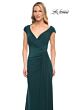 La Femme 29814 Cap Sleeves Ruched Dress