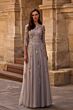 La Femme 29825 Floral Appliques Sheer Neckline Dress