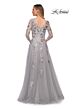 La Femme 29825 Floral Appliques Sheer Neckline Dress