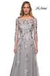La Femme 29825 Floral Appliques Sheer Neckline Dress