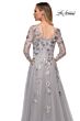 La Femme 29825 Floral Appliques Sheer Neckline Dress