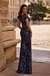 La Femme 29961 Short Sleeves Floral Dress