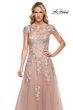 La Femme 29829 Cap Sleeves Embroidered Dress