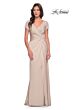 La Femme 29926 Knot Waist V-Neck Dress