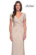 La Femme 29926 Knot Waist V-Neck Dress