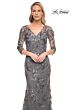 La Femme 29976 Illusion Sleeves Floral Dress