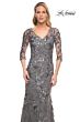 La Femme 29976 Illusion Sleeves Floral Dress