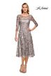 La Femme 29993 Metallic Lace Illusion Neckline Dress