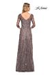 La Femme 29994 Floral Embroidery V-Neck Dress