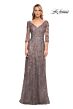 La Femme 29994 Floral Embroidery V-Neck Dress