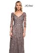 La Femme 29994 Floral Embroidery V-Neck Dress