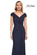 La Femme 29996 Portrait Neckline Ruched Dress
