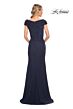 La Femme 29996 Portrait Neckline Ruched Dress