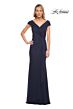 La Femme 29996 Portrait Neckline Ruched Dress