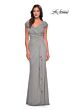 La Femme 29996 Portrait Neckline Ruched Dress