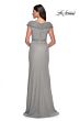 La Femme 29996 Portrait Neckline Ruched Dress