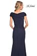 La Femme 29996 Portrait Neckline Ruched Dress
