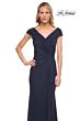 La Femme 29996 Portrait Neckline Ruched Dress