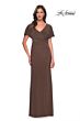 La Femme 29997 Flutter Sleeves V-Neck Dress