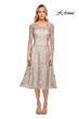 La Femme 30004 Illusion Sleeves Beaded Lace Dress