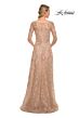 La Femme 30021 Floral Embroidery Boat Neck Dress
