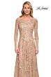 La Femme 30021 Floral Embroidery Boat Neck Dress